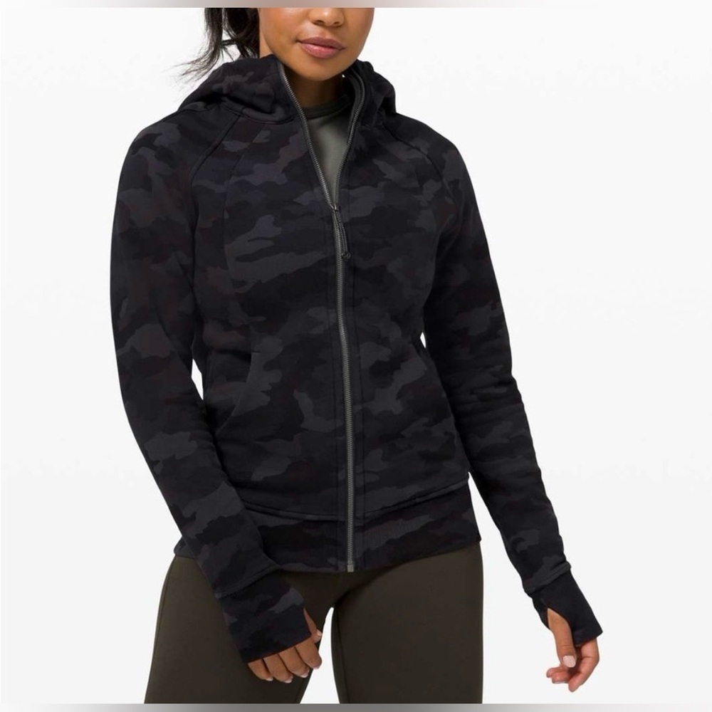 Lululemon Women's Scuba Hoodie Light Cotton Fleece Incognito Camo Gray 12 - Picture 2 of 13